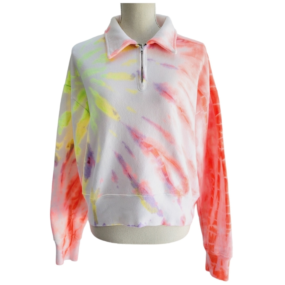 Re/Done x Hanes 70s Tie Dye Multicolor Colorful Pullover Sweatshirt